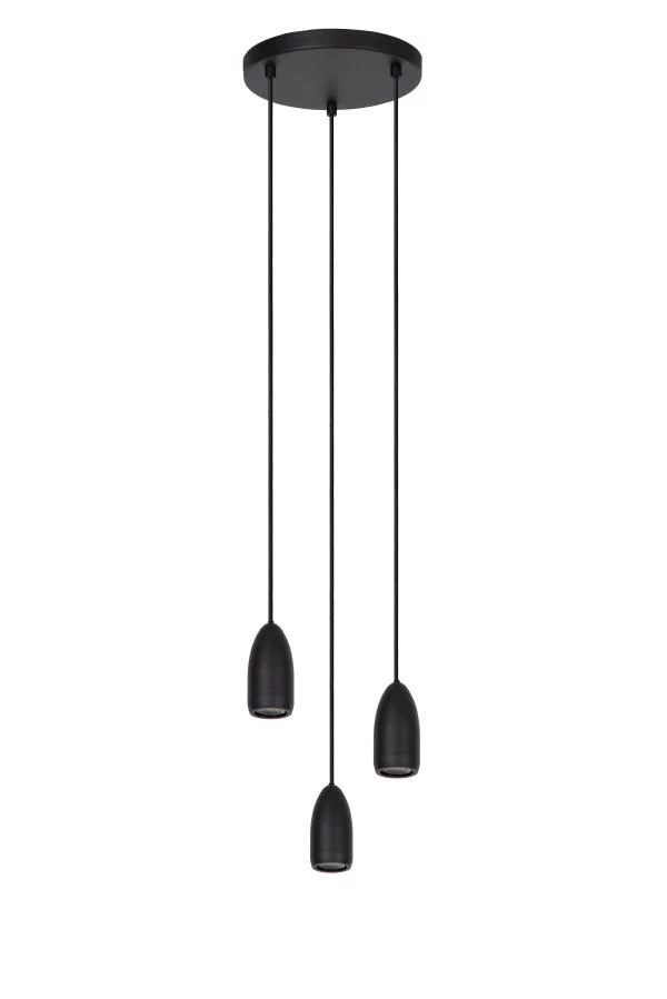 Lucide EVORA - Hanglamp - Ø 25 cm - 3xGU10 - Zwart - uitgezet